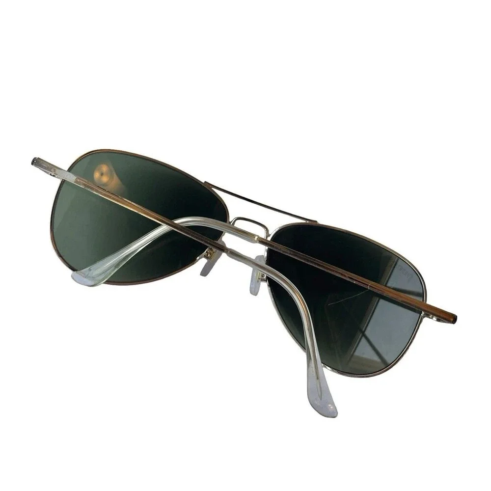 Pugs Aviator Sunglasses Silver Metal Frame Green Lenses Classic Unisex